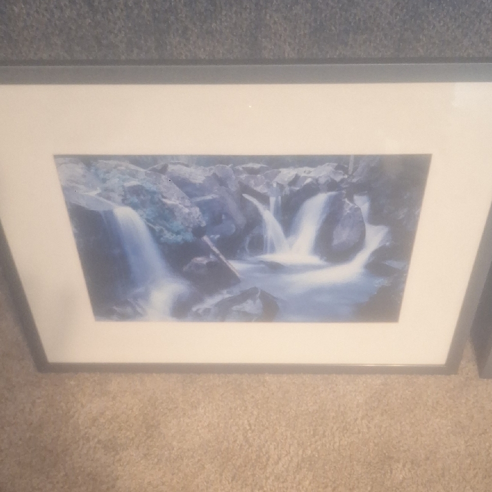 Framed Waterfall Art Print in Black Frame